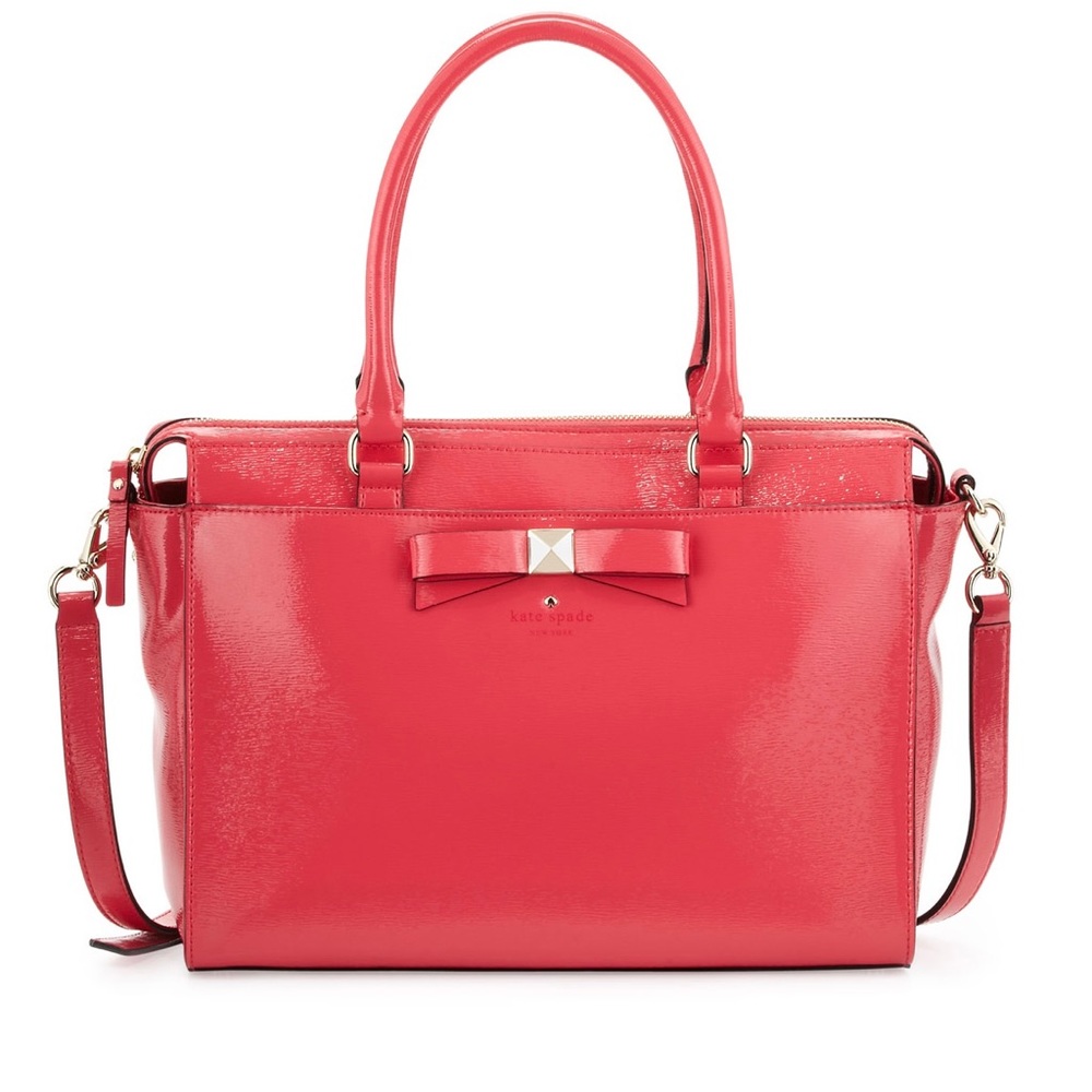 Kate Spade Strawberry Patent Leather Beacon Court Jeanne Satchel Bag